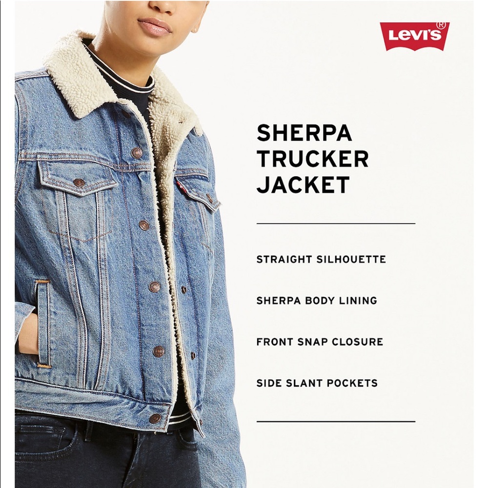 NEW! Levi’s Women’s Original Sherpa Trucker Jacket in Beacon of Light - Picture 5 of 10